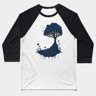 Grunge tree and splashes of paint Baseball T-Shirt